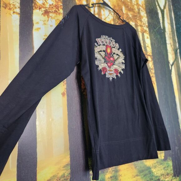 Harley Davidson Women's XL Wings Long Sleeve T-Shirt New Orleans Voodoo Heart - Picture 8 of 10